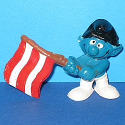 Smurf with red-white flag